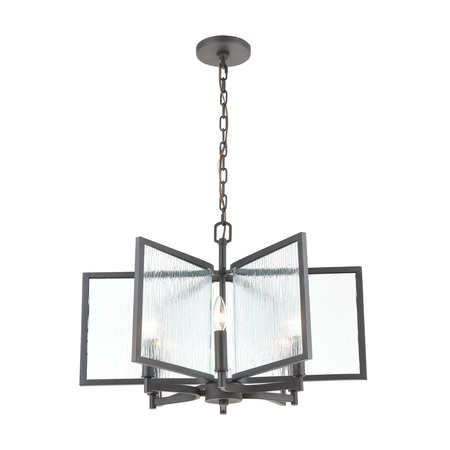 Inversion 6-Light Chandelier In Charcoal With Textured Clear Glass